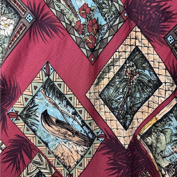 Vintage Hilo Hattie Made in Hawaii Maroon Tropical Hawaiian Sleeveless Dress M - Picture 4 of 14